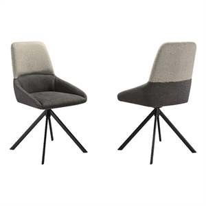 Armen Living Maverick 19&quot Fabric & Metal Dining Chair in Gray/Black (Set of 2)