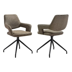 Armen Living Penny 18.5&quot Fabric & Metal Dining Chair in Brown/Black (Set of 2)