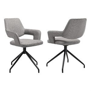Armen Living Penny 18.5&quot Fabric & Metal Dining Chair in Gray/Black (Set of 2)