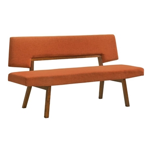Armen Living Channell 18&quot Wood & Fabric Dining Bench in Walnut/Orange