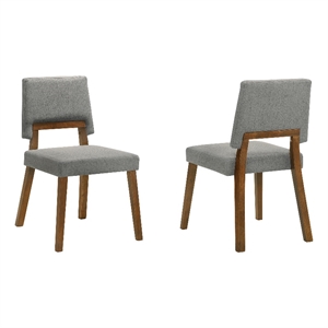 Armen Living Channell 18&quot Wood Dining Chair in Walnut/Charcoal (Set of 2)