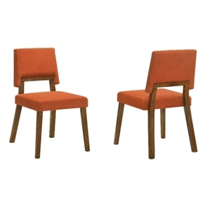 Armen Living Channell 18&quot Wood Dining Chair in Walnut/Orange (Set of 2)
