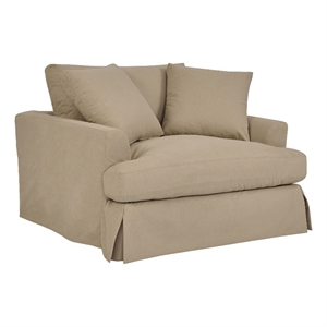 Armen Living Ciara 53&quot Upholstered Polyurethane Chair and a Half in Sahara Brown