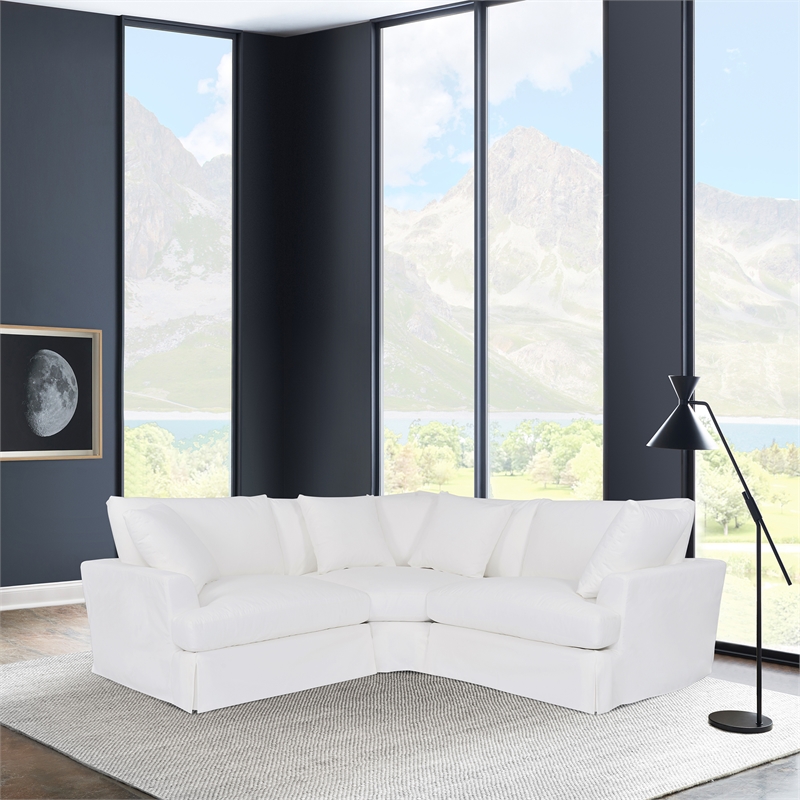 Armen Living Ciara 3-Piece Upholstered Polyurethane Sectional Sofa in Pearl