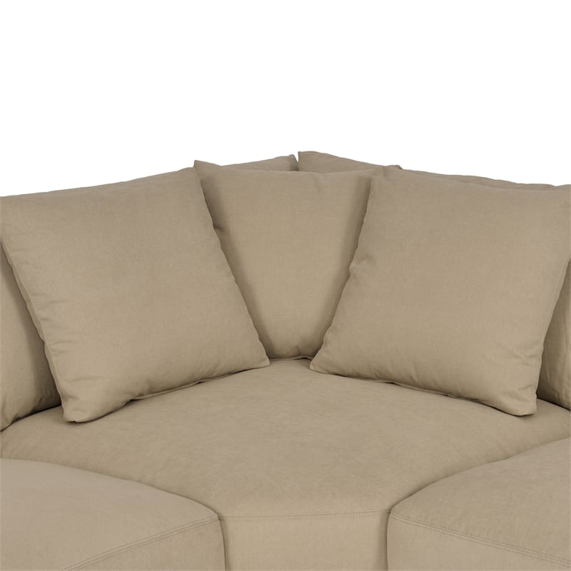 Armen Living Ciara 3-Piece Upholstered Polyurethane Sectional Sofa in Brown