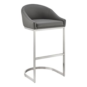 Armen Living Katherine 26&quot Faux Leather Counter Stool in Gray