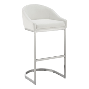 Armen Living Katherine 26&quot Faux Leather Counter Stool in White