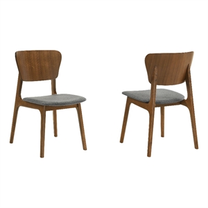 Armen Living Kalia 18&quot Fabric & Wood Dining Chair in Charcoal/Walnut (Set of 2)