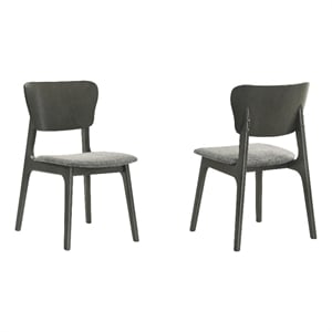 Armen Living Kalia 18&quot Fabric & Wood Dining Chair in Gray/Walnut (Set of 2)