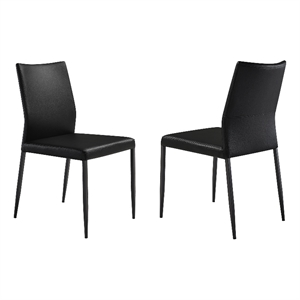 Armen Living Kash 18&quot Upholstered Faux Leather Dining Chair in Black (Set of 2)