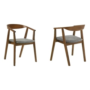 Armen Living Santana 18&quot Wood & Fabric Dining Chair in Charcoal (Set of 2)