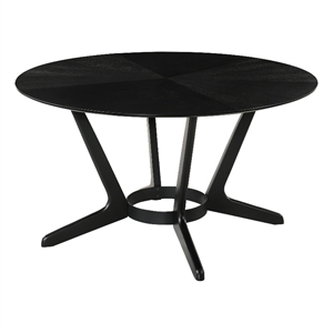 Armen Living Santana Round Wood Dining Table with Splayed Legs in Black