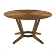 Armen Living Santana Round Wood Dining Table with Splayed Legs in Walnut