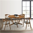 Armen Living Santana Round Wood Dining Table with Splayed Legs in Walnut