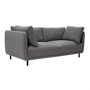 Armen Living Serenity 79&quot Fabric & Metal Sofa in Gray and Black