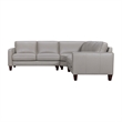 Armen Living Summit 3-Piece Greige Leather Sectional Sofa in Gray