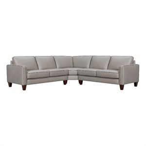 Armen Living Summit 3-Piece Greige Leather Sectional Sofa in Gray