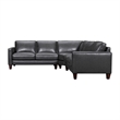 Armen Living Summit 3-Piece Greige Leather Sectional Sofa in Pewter
