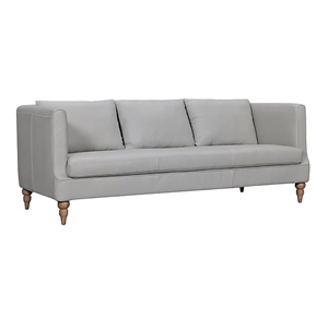 Armen Living Vincenza 85&quot Upholstered Leather Sofa in Dove Gray