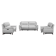 Armen Living Lizette 3-Piece Leather Living Room Power Recliner Set in Dove Gray