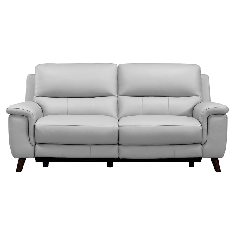 Armen Living Lizette 3-Piece Leather Living Room Power Recliner Set in Dove Gray
