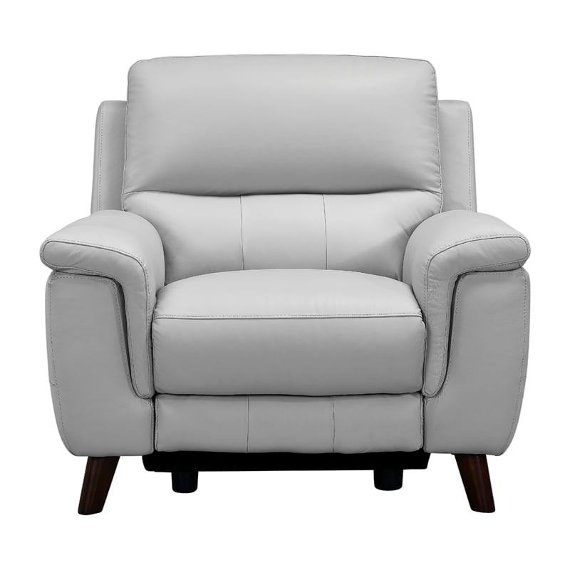 Armen Living Lizette 3-Piece Leather Living Room Power Recliner Set in Dove Gray