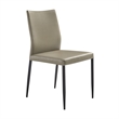 Kash Upholstered Dining Chair in Taupe Gray Faux Leather and Metal Legs
