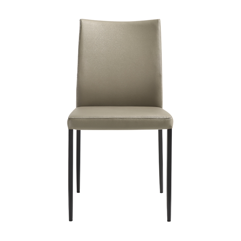 Kash Upholstered Dining Chair in Taupe Gray Faux Leather and Metal Legs