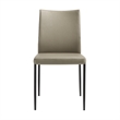 Kash Upholstered Dining Chair in Taupe Gray Faux Leather and Metal Legs