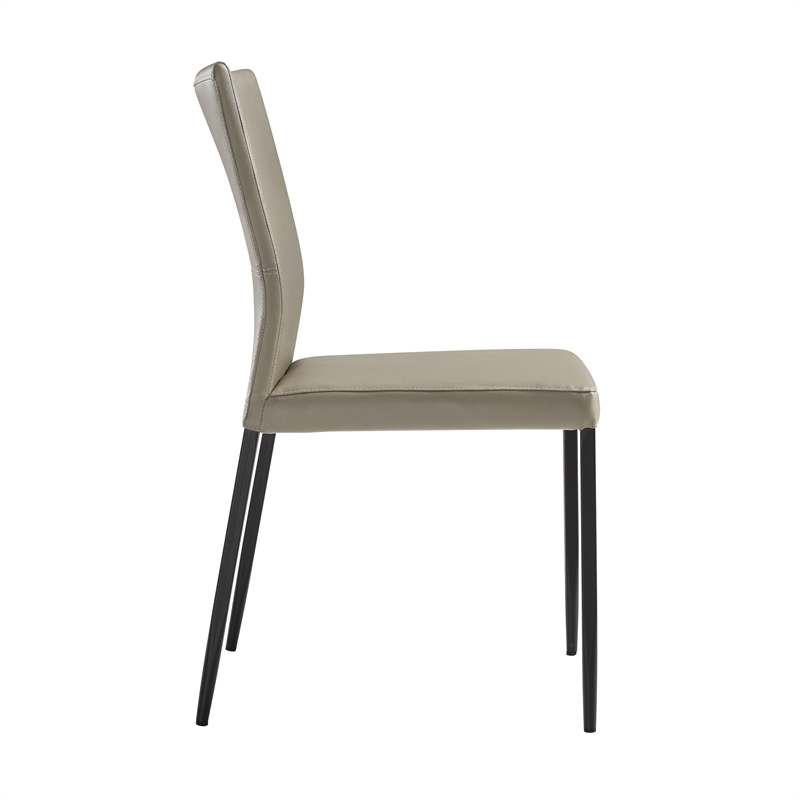 Kash Upholstered Dining Chair in Taupe Gray Faux Leather and Metal Legs