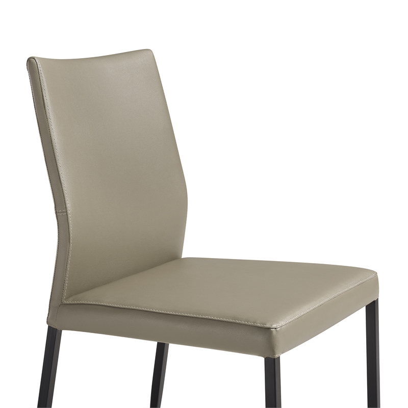 Kash Upholstered Dining Chair in Taupe Gray Faux Leather and Metal Legs
