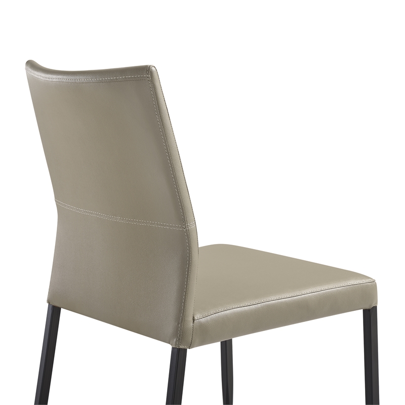 Kash Upholstered Dining Chair in Taupe Gray Faux Leather and Metal Legs