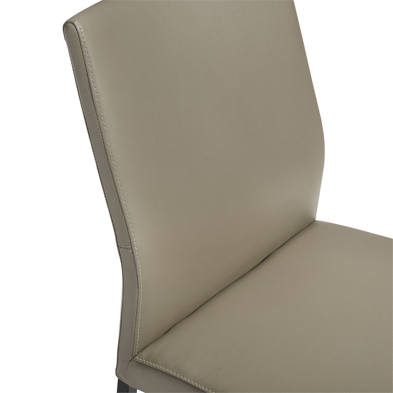 Kash Upholstered Dining Chair in Taupe Gray Faux Leather and Metal Legs