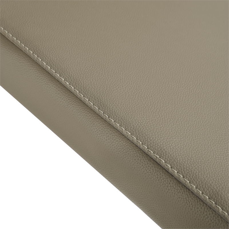 Kash Upholstered Dining Chair in Taupe Gray Faux Leather and Metal Legs