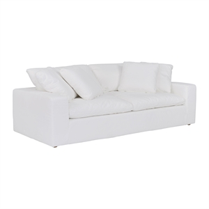 Armen Living Liberty 96.5&quot Upholstered Polyurethane Sofa in Pearl