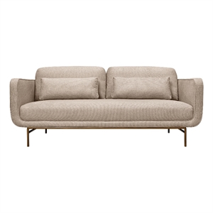Armen Living Lilou 77&quot Fabric & Metal Sofa in Beige/Antique Brass