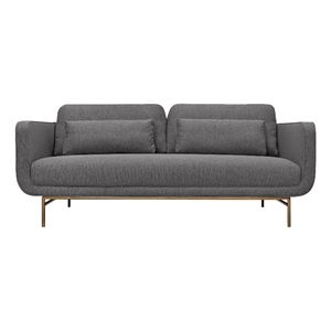 Armen Living Lilou 77&quot Fabric & Metal Sofa in Gray/Antique Brass