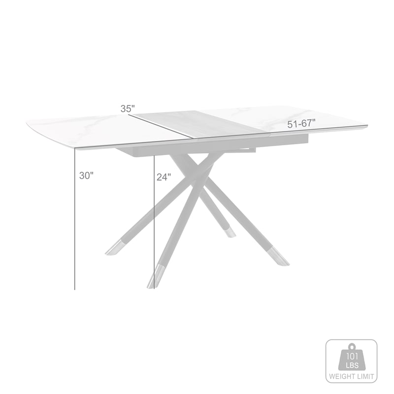 Armen Living Alora Wood & Ceramic Extendable Dining Table in Walnut/Light Gray