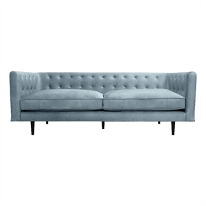 Armen Living Annabelle 80&quot Velvet & Wood Sofa in Bluestone and Black
