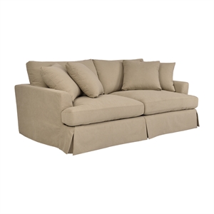 Armen Living Ciara 93&quot Upholstered Modern Polyurethane Sofa in Sahara Brown