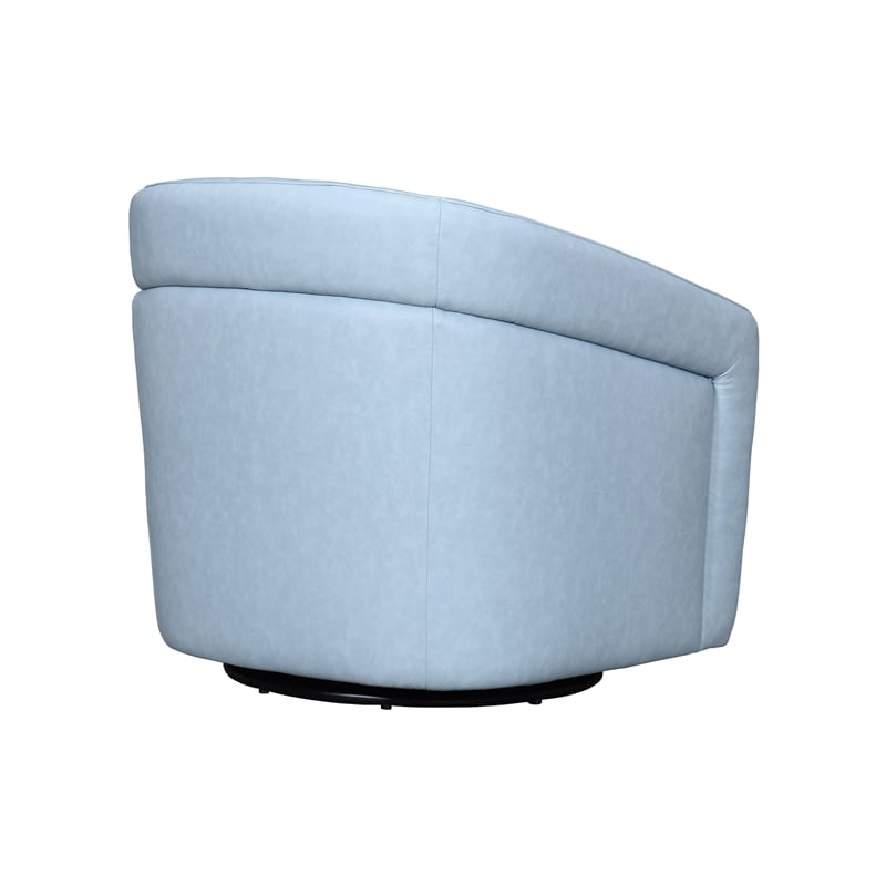 Armen Living Desi Upholstered Leather Swivel Accent Chair in Sky Blue