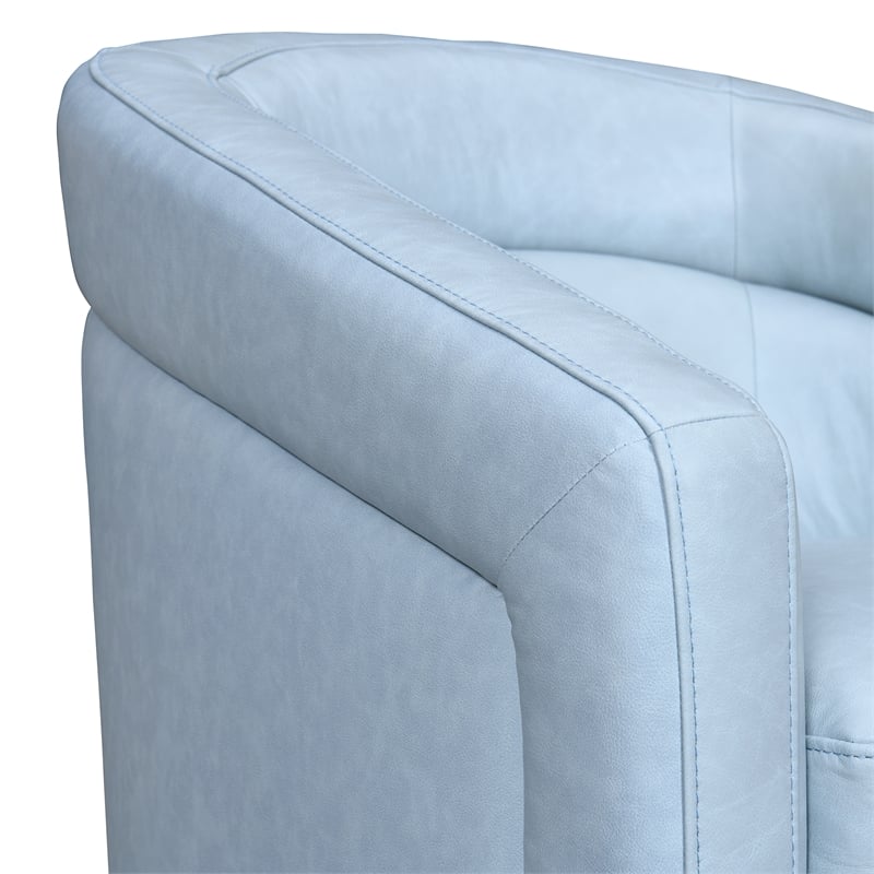 Armen Living Desi Upholstered Leather Swivel Accent Chair in Sky Blue