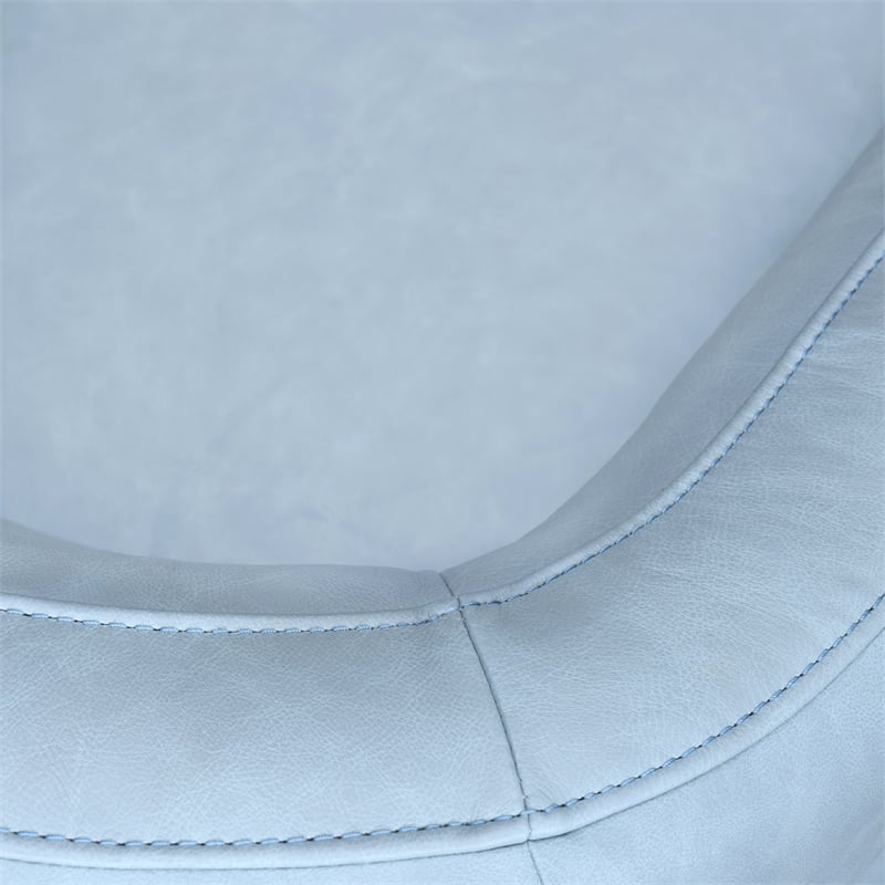 Armen Living Desi Upholstered Leather Swivel Accent Chair in Sky Blue