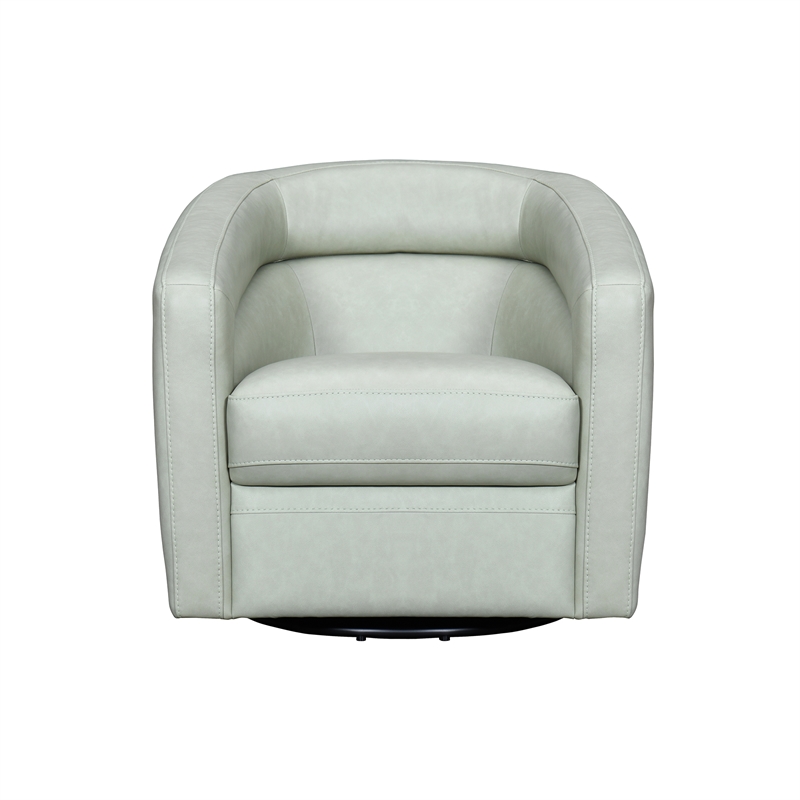 Armen Living Desi Upholstered Leather Swivel Accent Chair in Mint