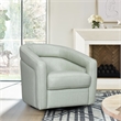 Armen Living Desi Upholstered Leather Swivel Accent Chair in Mint