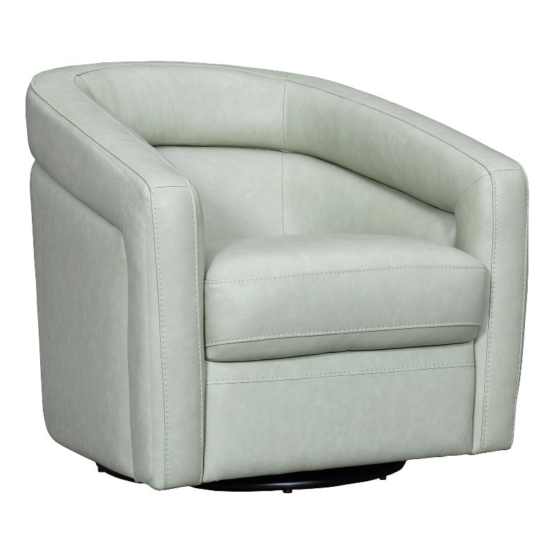 Armen Living Desi Upholstered Leather Swivel Accent Chair in Mint