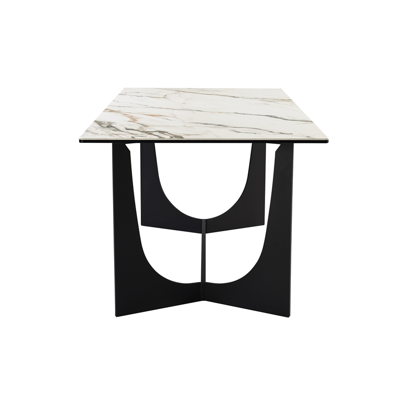 Armen Living Esme Rectangular Stone and Metal Dining Table in Gray