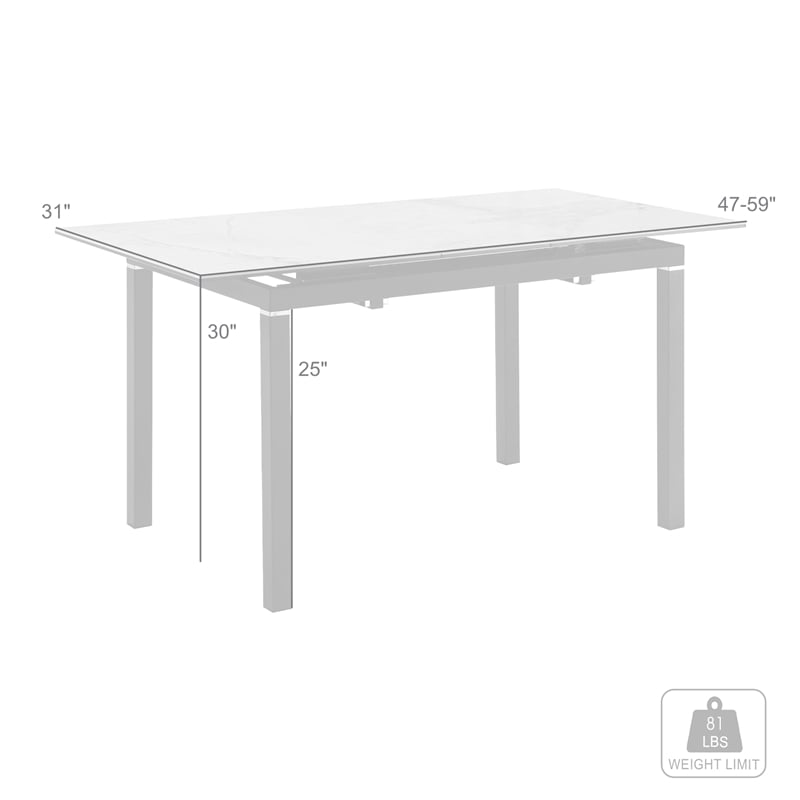 Giana Extendable Dining Table in Stone and Metal