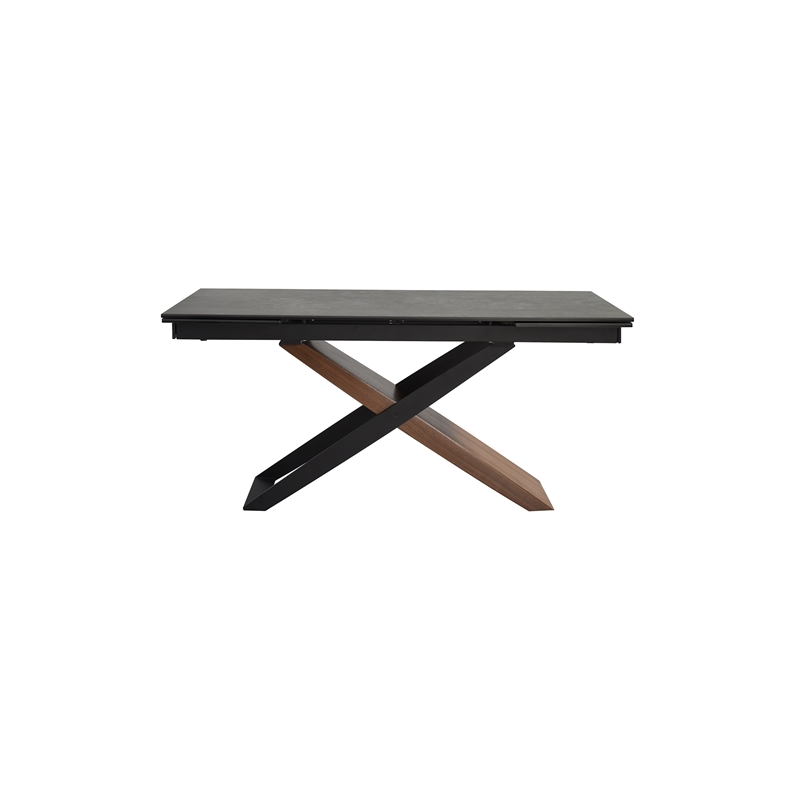 Armen Living Milena Stone and Wood Extendable Dining Table in Gray