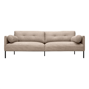 Armen Living Michalina 84&quot Fabric & Metal Sofa in Beige and Black